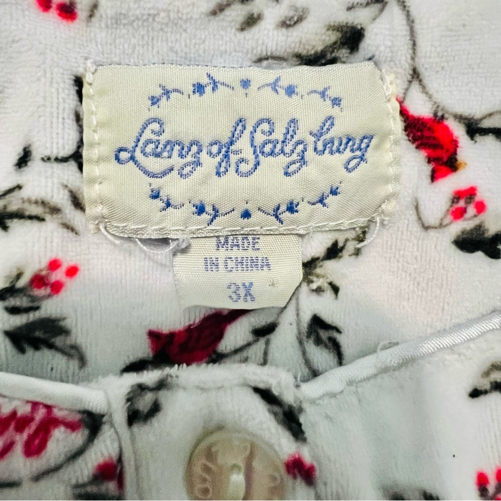 Lanz of Salzburg Long Sleeve Cardinal Print Fleece Nightgown 3X - Picture 6 of 7